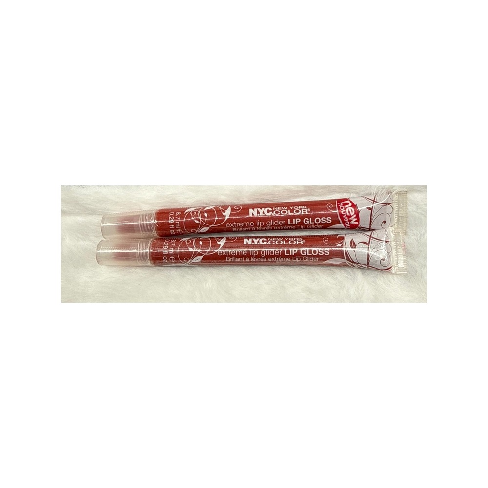 2x NYC New York Color Extreme Lip Glider Lip Gloss Big Apple Red 525U 0.29oz New